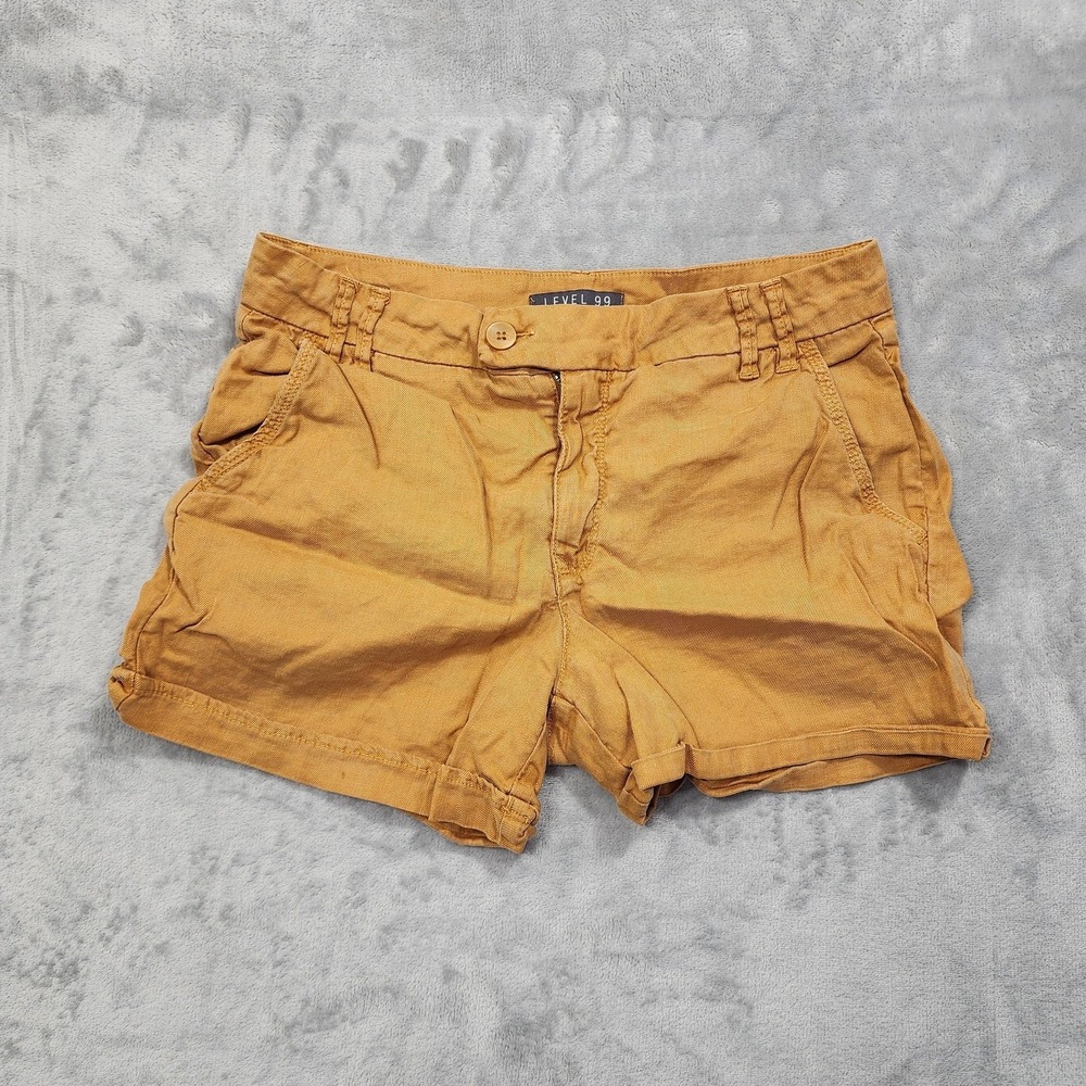 Anthropologie Level 99 Shorts Womens 28 Burnt‎ Orange Linen Tencel Chino Twill